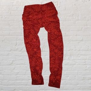 LuLaRoe leggings red orange flower OS